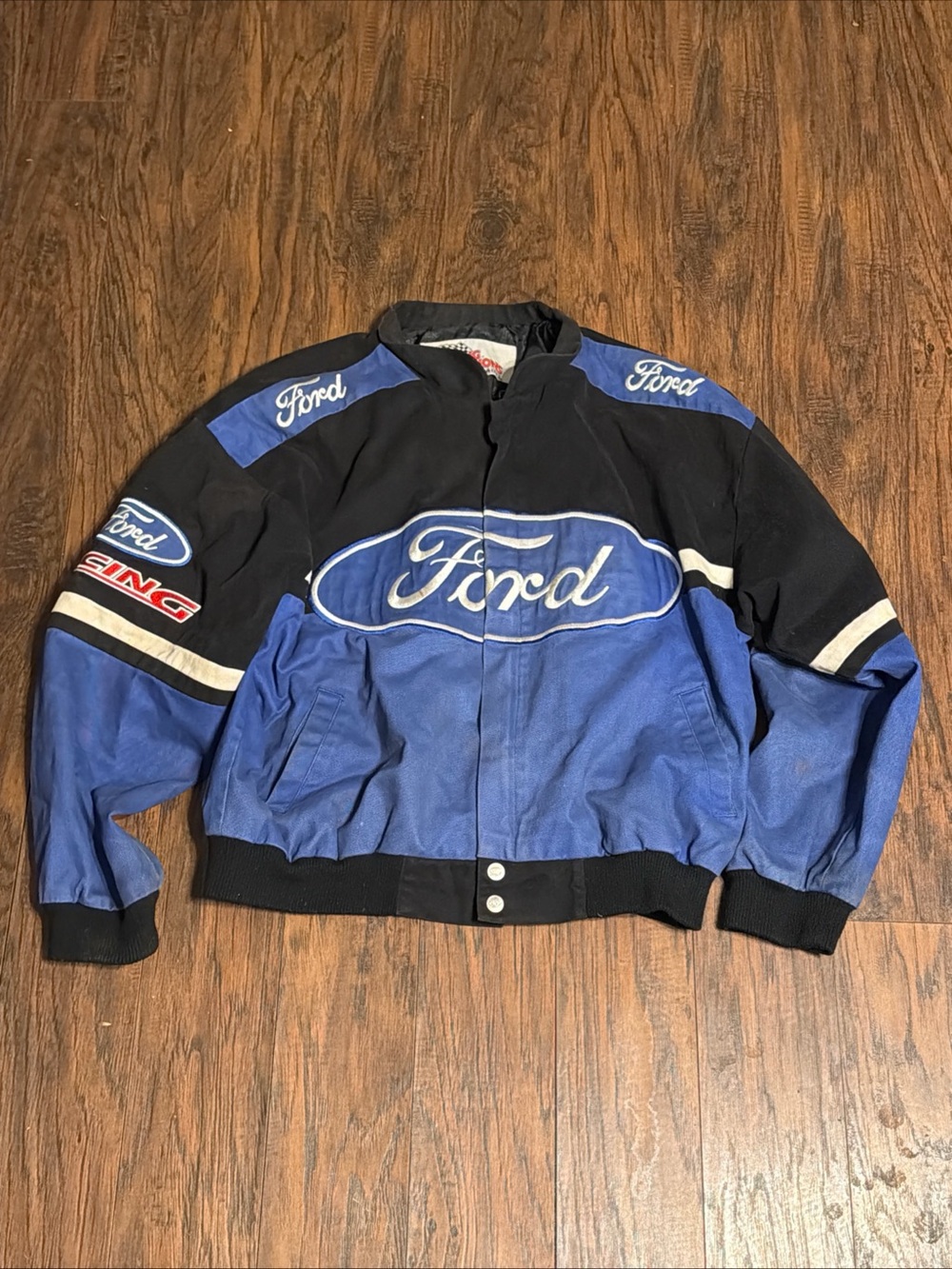 Vintage Ford NASCAR Racing Championship Men's Jacket Royal Blue XL Full Zip